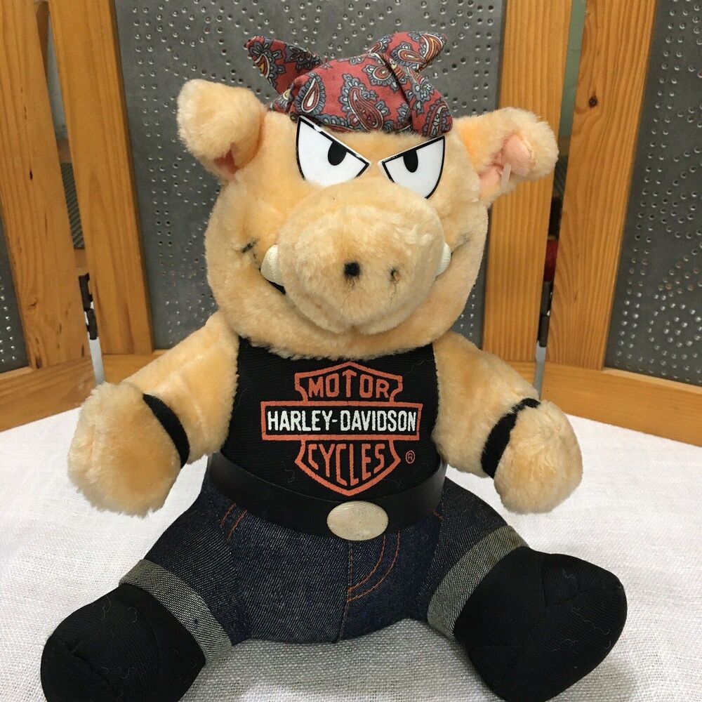 Vintage 1993 Harley Davidson Biker Pig Hog Plush Play By Play Stuffed Animal 10”